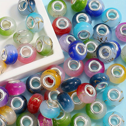 Multicolor Flat Round Acrylic Large Hole Spacer Beads