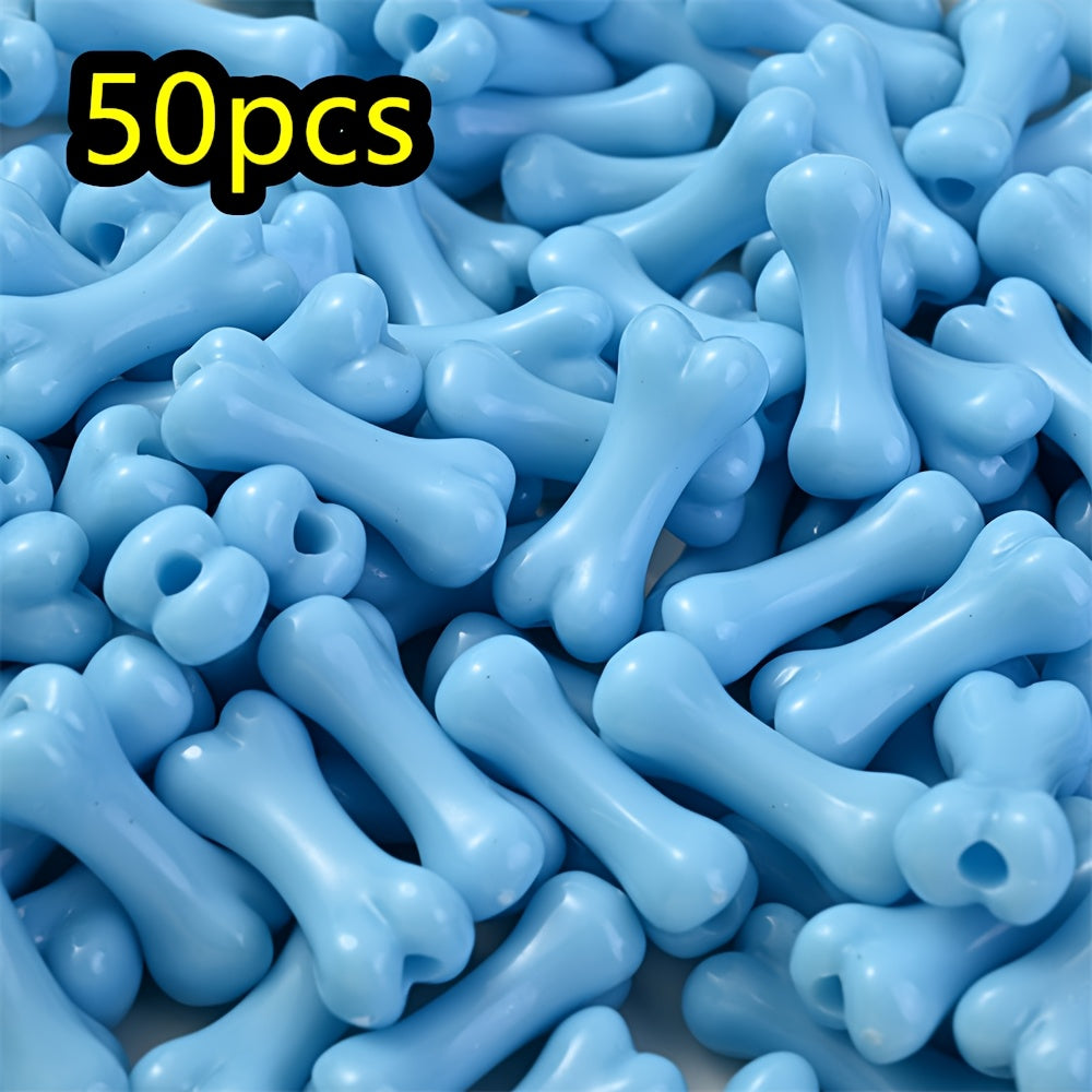 50pcs/set 9x20mm Colorful Bone-Shaped Acrylic Beads