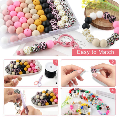 Silicone Animal Print Round Beads