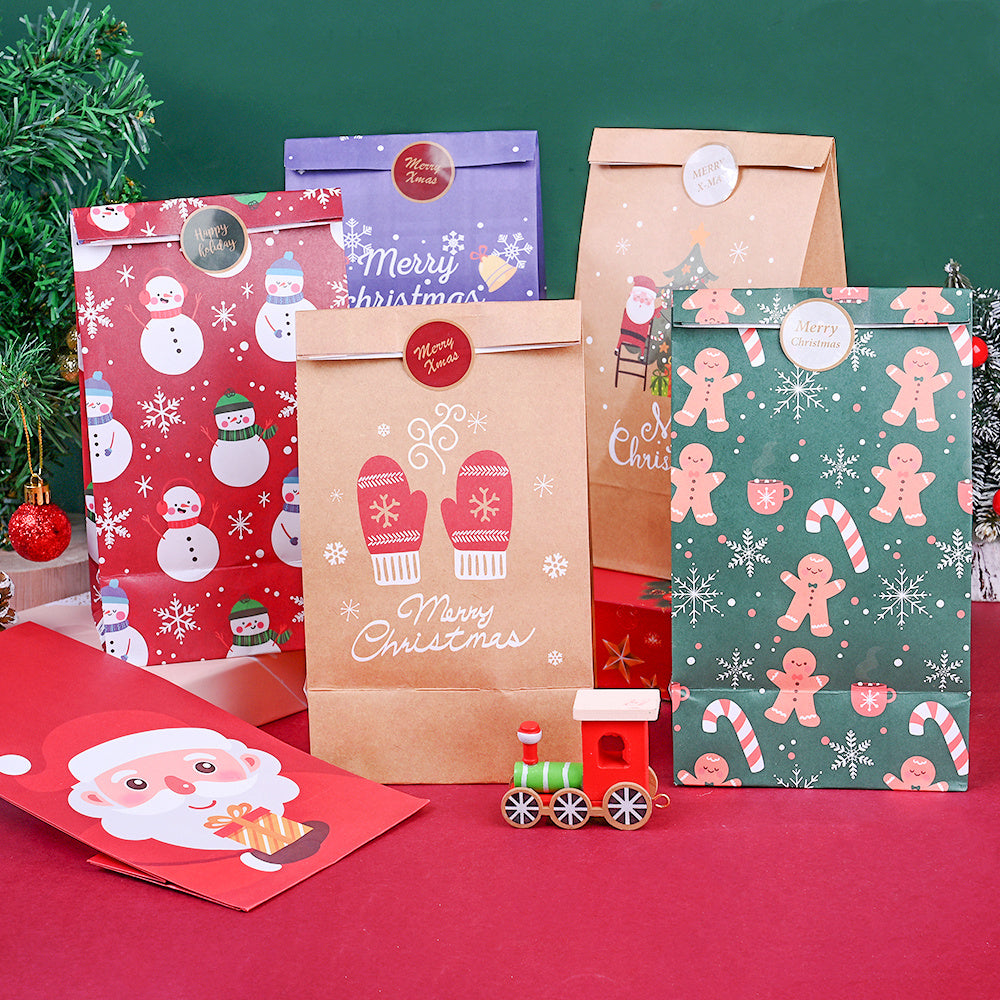 Christmas Paper Gift Bags with Sealing Stickers