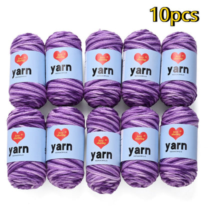 10PCS 10×4cm Rainbow Gradient Polyester Knitting Yarn