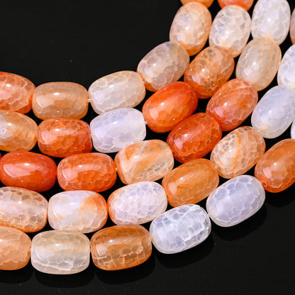 28pcs/strand 10x14mm Natural Agate Barrel Beads