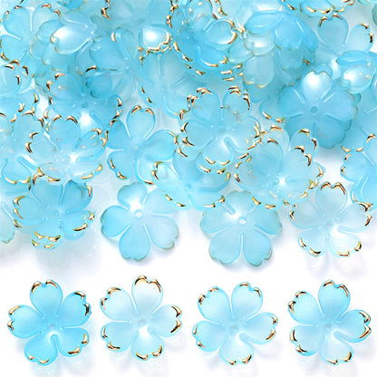 200PCS 19mm Colorful Five-Petal Flower Acrylic Beads