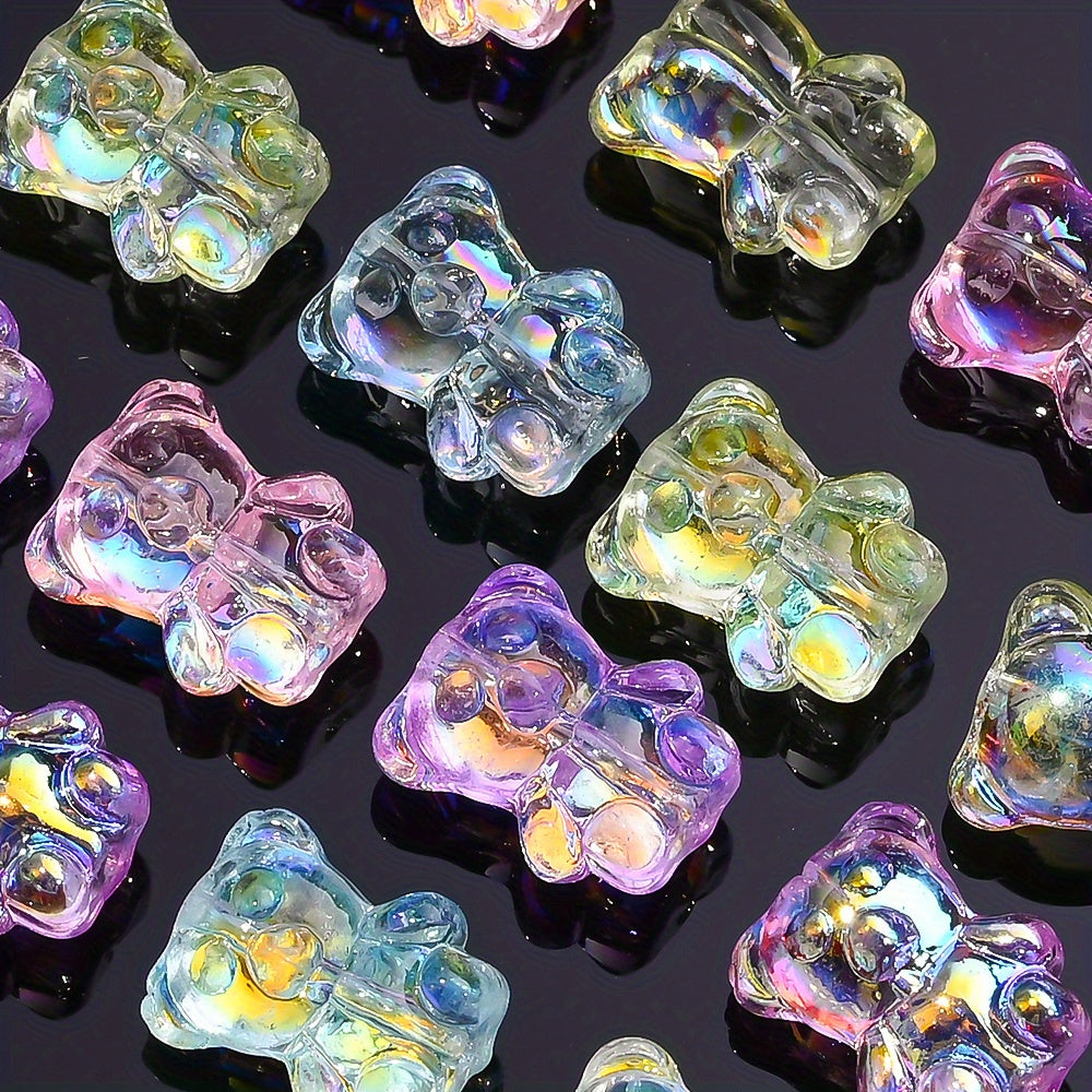 20PCS 15×12mm Transparent AB Bear Glass Spacer Beads