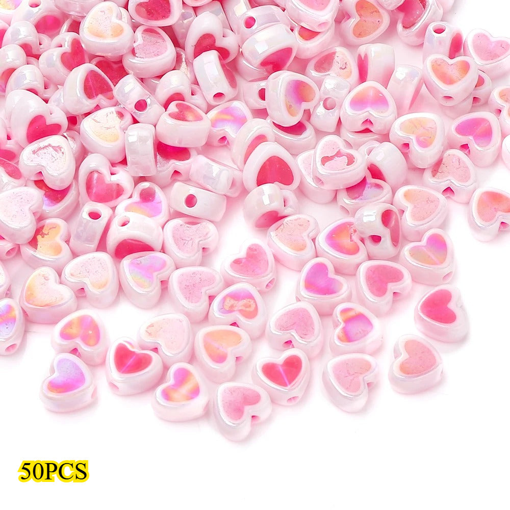 Shiny Heart Acrylic Spacer Beads