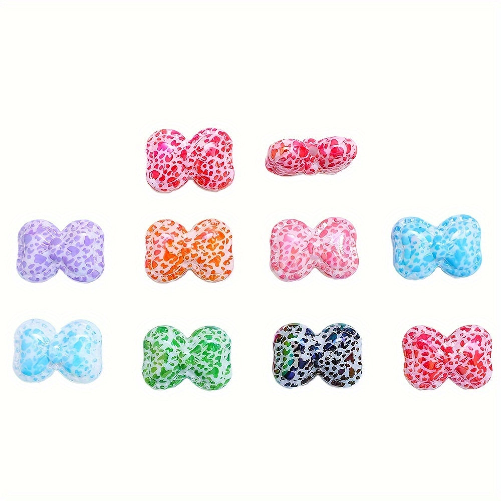 10PCS 18×25mm Leopard Bow Acrylic Bead Set