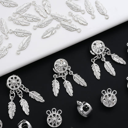 20/40/60PCS Boho Silver-Tone Dreamcatcher Charms & Spacer Beads