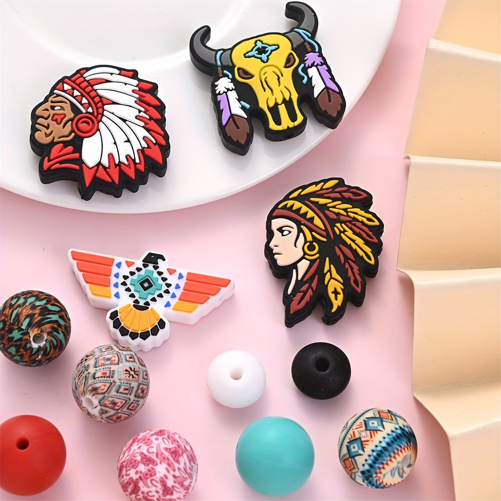 Tribal Theme Silicone Beads Set