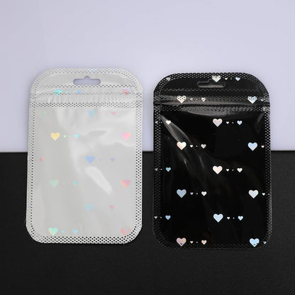 50-Piece Black & White Heart Jewelry Gift Bags