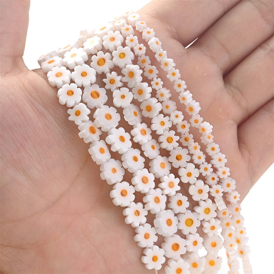 Colored Glass Plum Blossom Beads