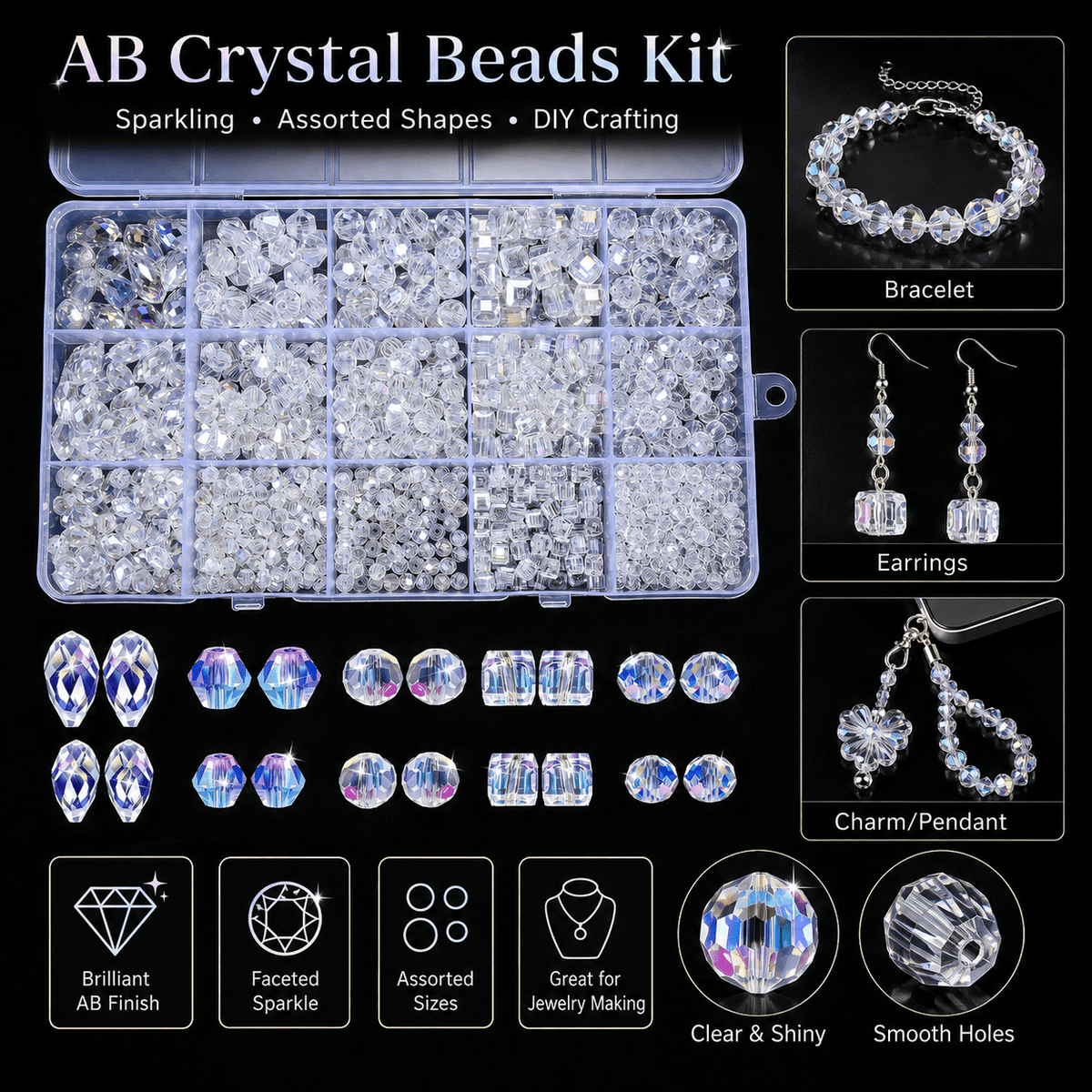 Clear Faceted Bead Assortment