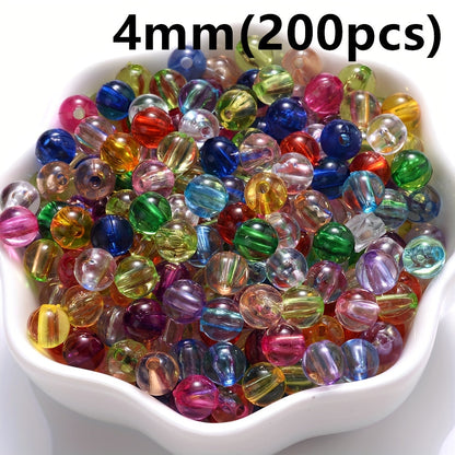 200PCS 4mm Mini Transparent Acrylic Spacer Beads