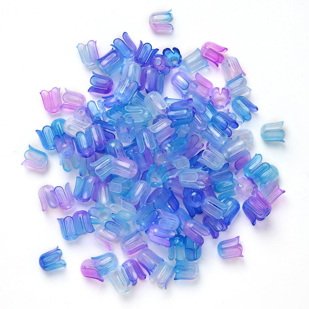 2026 New Arrival 10×11mm Gradient Flower Acrylic Bead Caps
