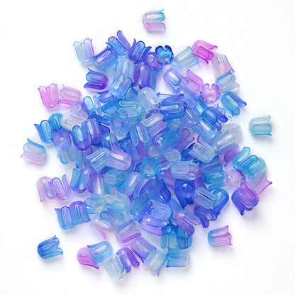 2026 New Arrival 10×11mm Gradient Flower Acrylic Bead Caps