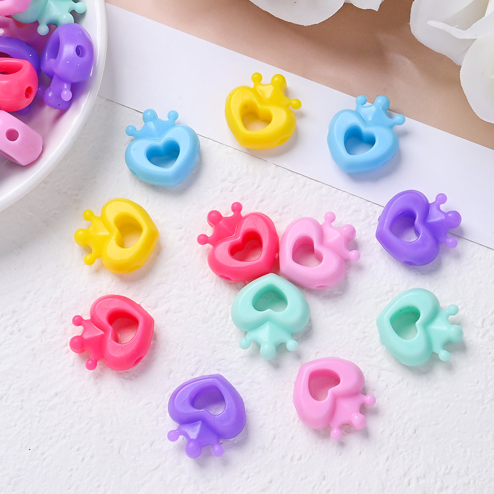 Mixed Color Crown Love Silicone Beads