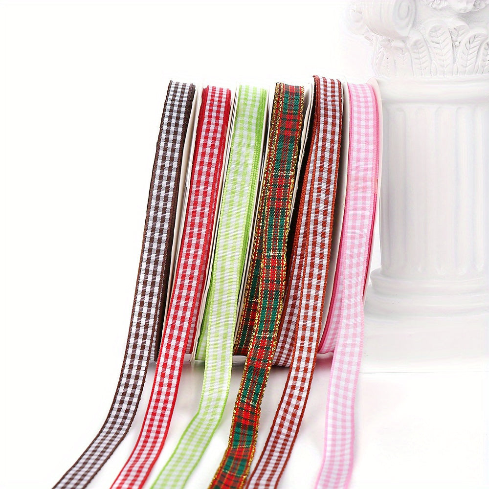 50 Yards/Roll 10 mm Christmas Plaid Satin Ribbon