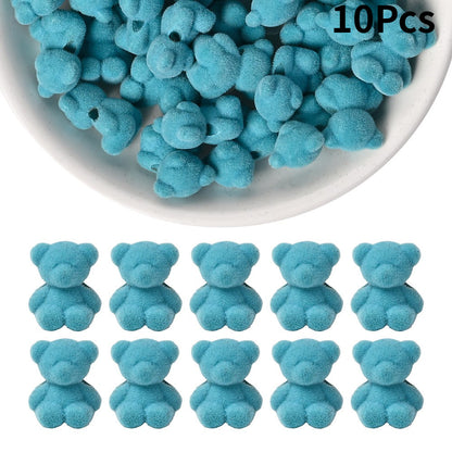 Flocked Bear Resin Beads