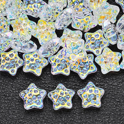 10PCS 18mm AB Shimmer Star Glass Bead Set