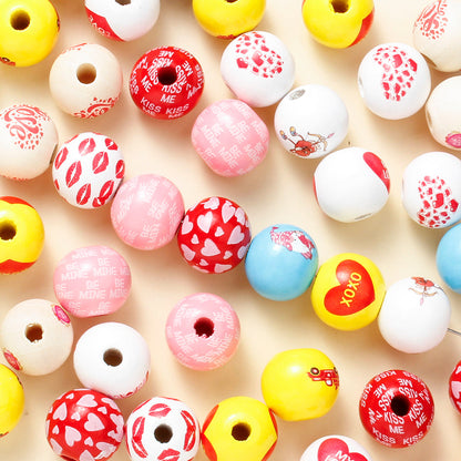 Valentine’s Day Printed Wooden Beads