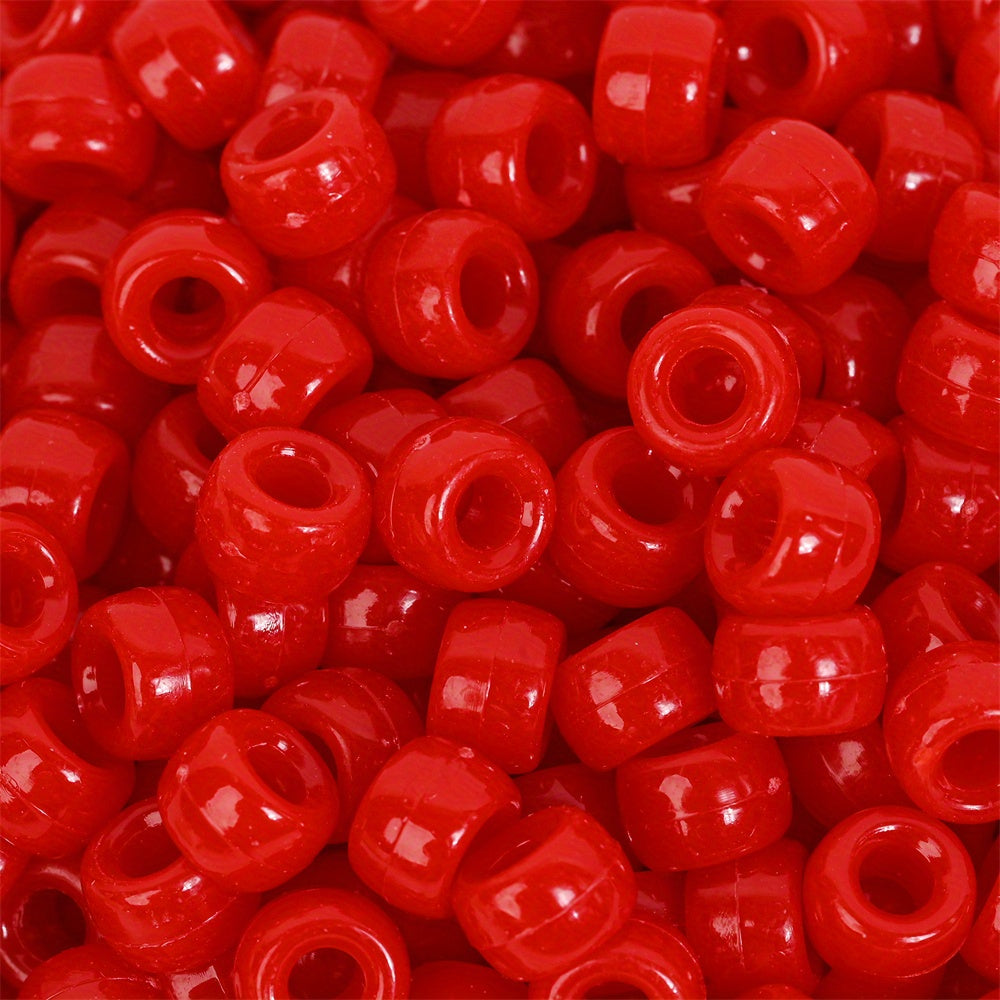 100pcs Colorful Acrylic Big Hole Pony Beads- 6x9mmLarge Hole Beads