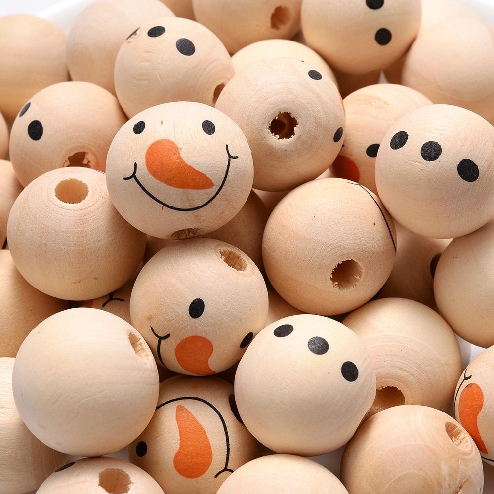 Christmas Wooden Santa & Tree Beads