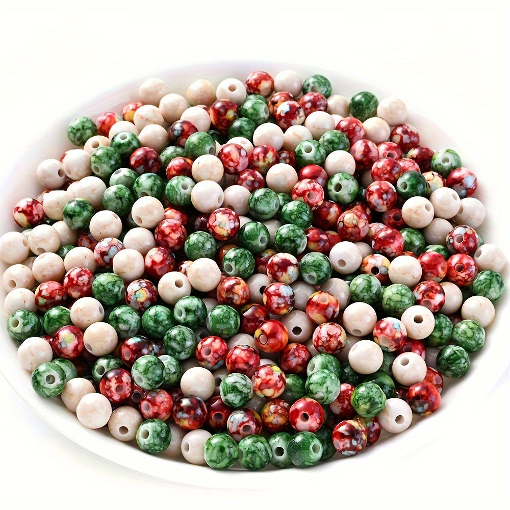 100PCS 8mm Christmas Cracked Acrylic Bead Set