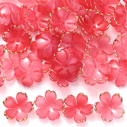 200PCS 19mm Colorful Five-Petal Flower Acrylic Beads