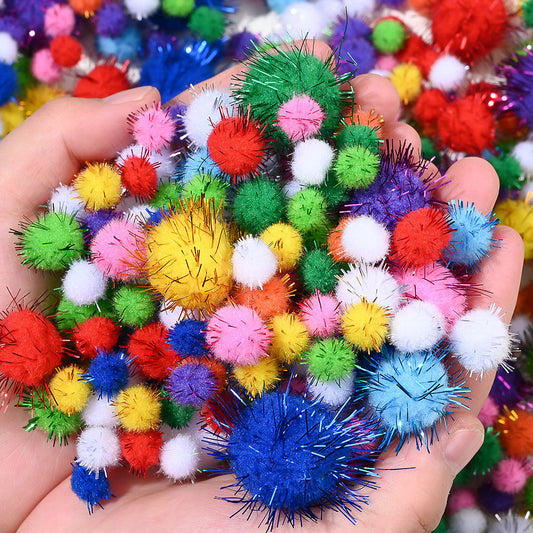 2000PCS 1–3cm Random Color Fluffy Pom Pom Balls