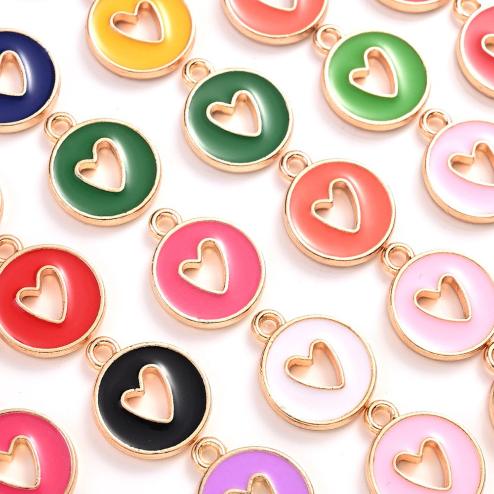 Valentine's Day Round Openwork Heart Alloy Charms