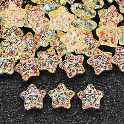 10PCS 18mm AB Shimmer Star Glass Bead Set