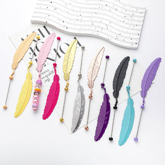 Creative Beadable Feather Blank Bookmarks Set