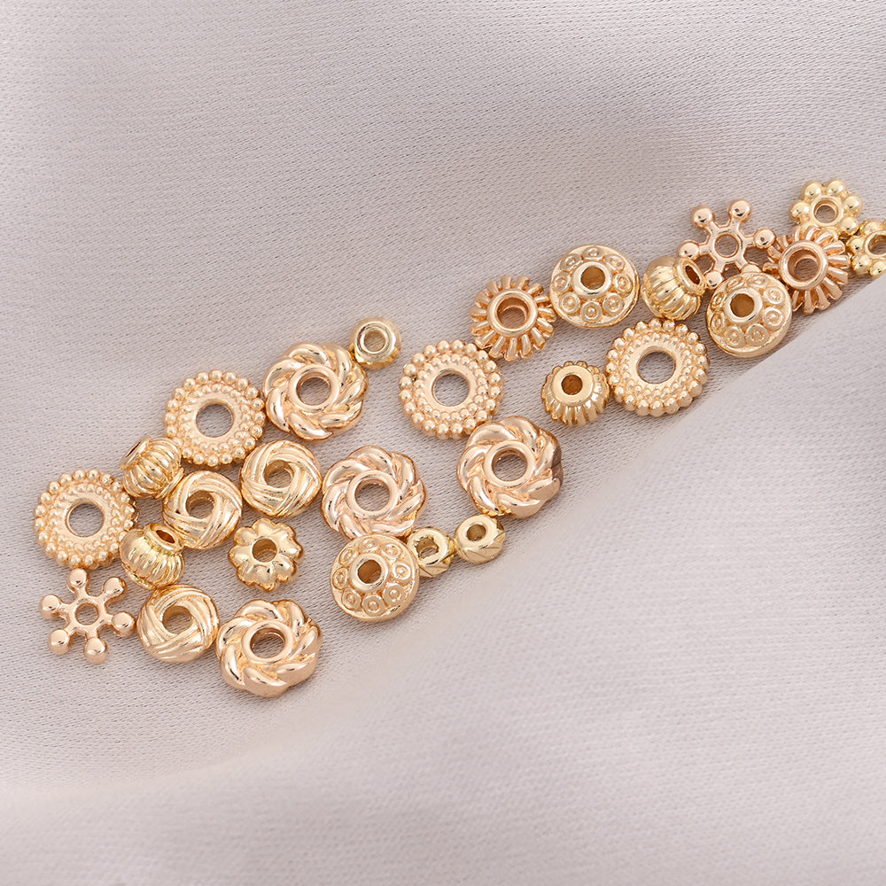 20PCS Gold Alloy Multi-Shape Spacer Bead Set