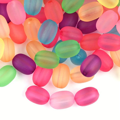 100PCS Frosted Acrylic Oval & Round Bead Set