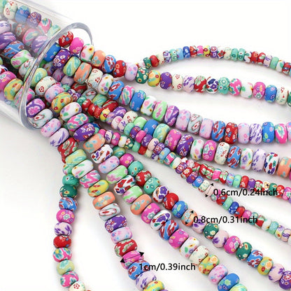 1SET 6/8/10mm Printed Wheel-Shaped Soft Clay Bead Set