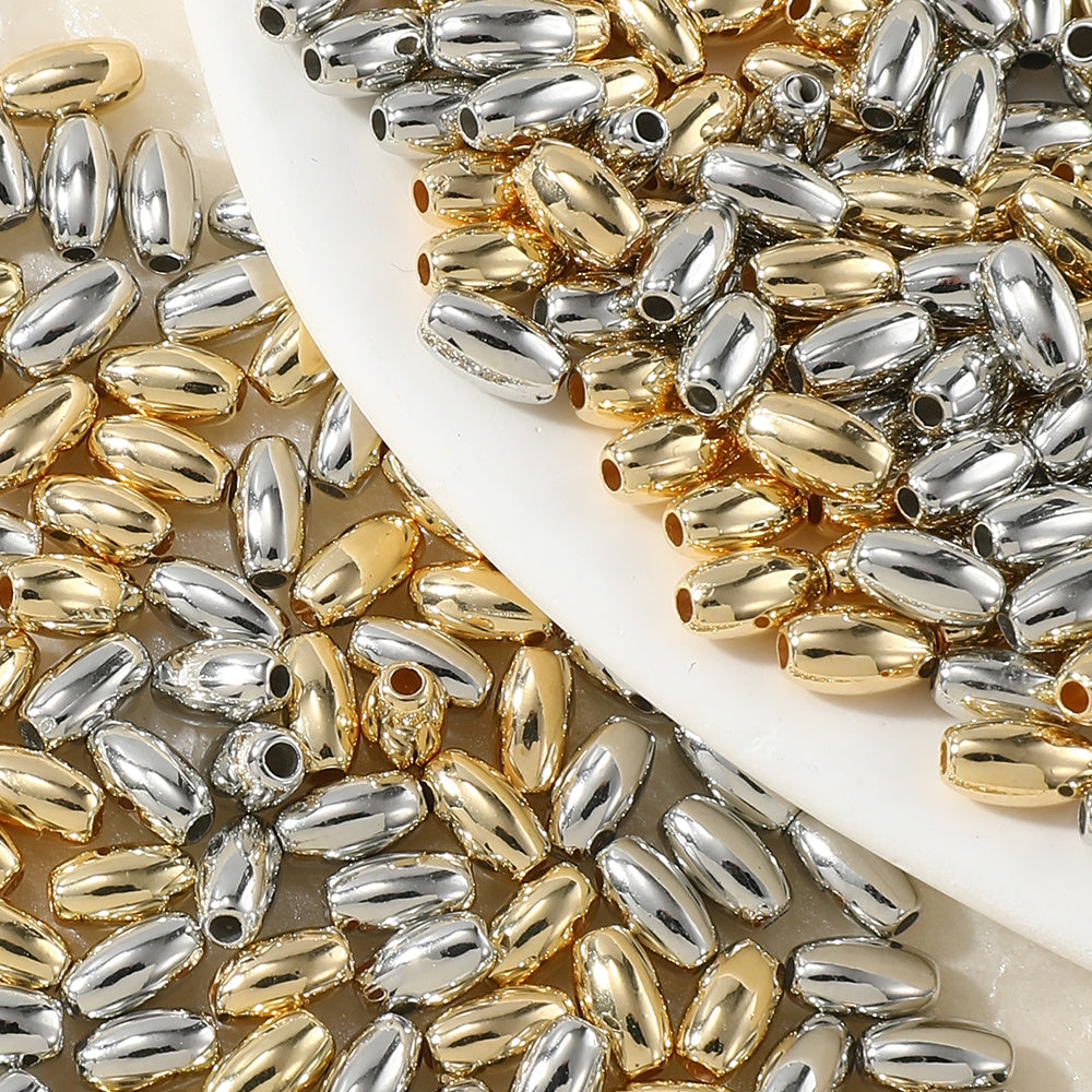 Gold and Silver Oval Acrylic Spacer Beads