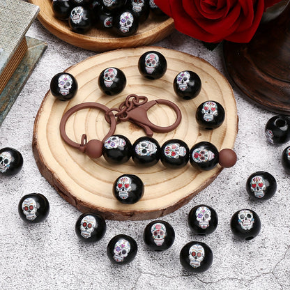 Halloween Skull Wooden Spacer Beads