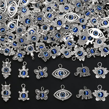 50PCS Vintage Evil Eye Alloy Pendant Set