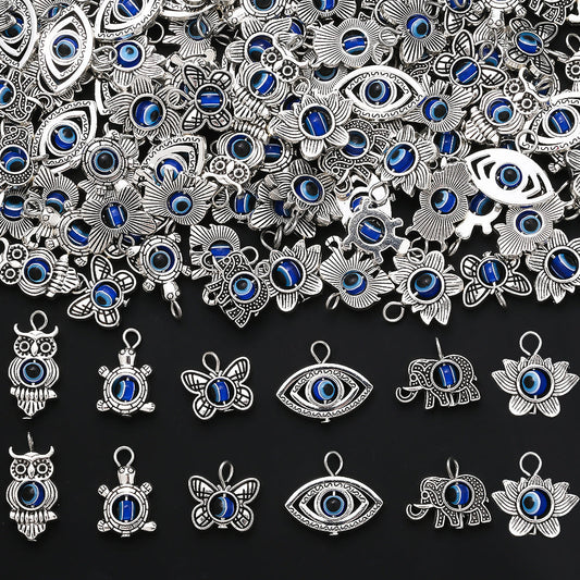50PCS Vintage Evil Eye Alloy Pendant Set