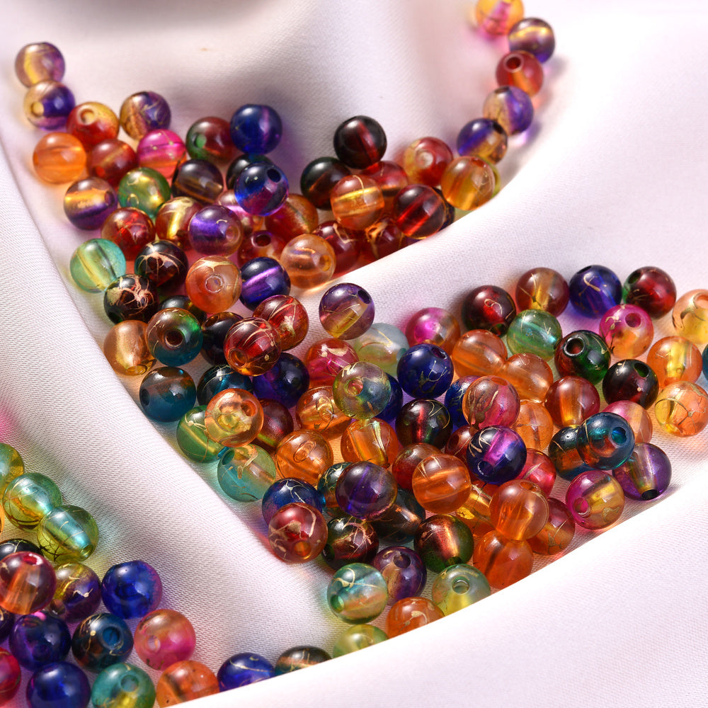 Multicolor Acrylic Beads with Gold Spacer Beads