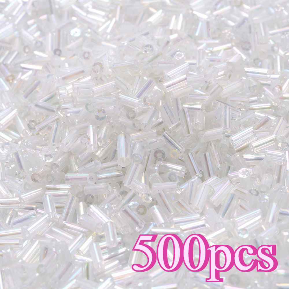 500-Piece 2x4 mm Multicolor Glass Tube Beads