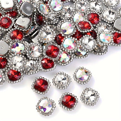 10PCS 14mm Sunflower Rhinestone & Pearl Flower Pendant Set