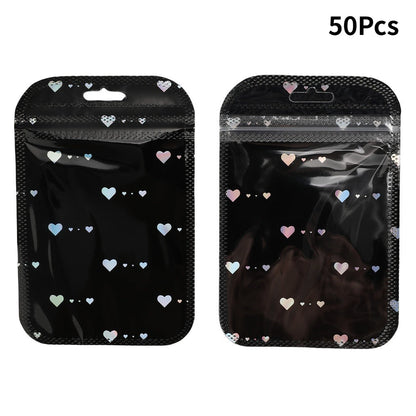 50-Piece Black & White Heart Jewelry Gift Bags