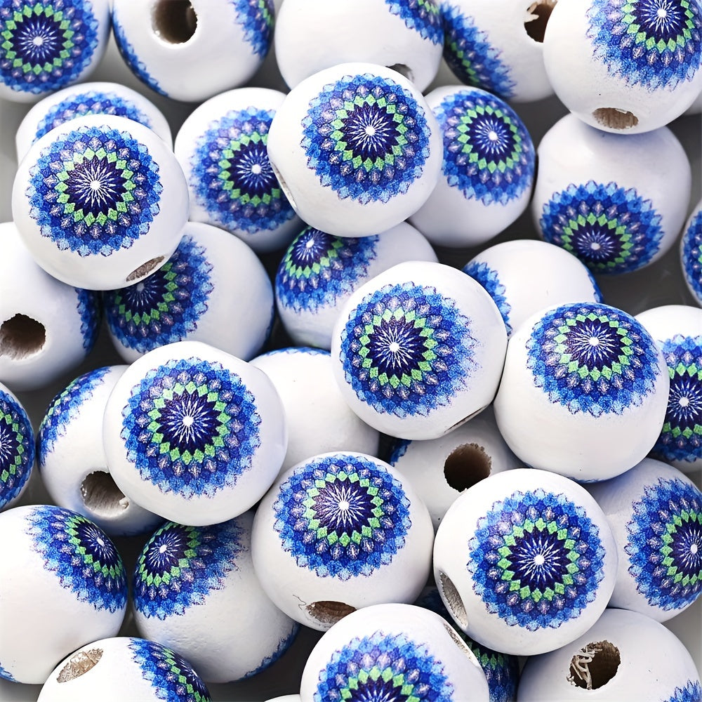 10PCS 16mm White Bohemian Wooden Spacer Bead Set