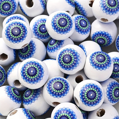 10PCS 16mm White Bohemian Wooden Spacer Bead Set
