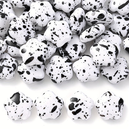 Black and White Plum Blossom Acrylic Spacer Beads