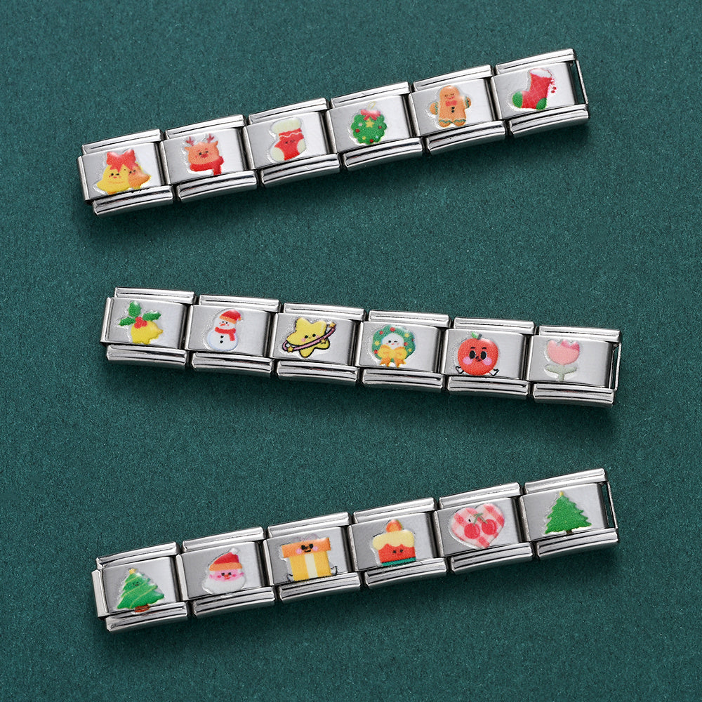 18PCS Stainless Steel Christmas Charm Bracelet Set