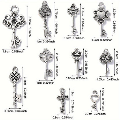 20PCS Retro Mixed Cross, Flower, Heart & Owl Metal Pendant Set