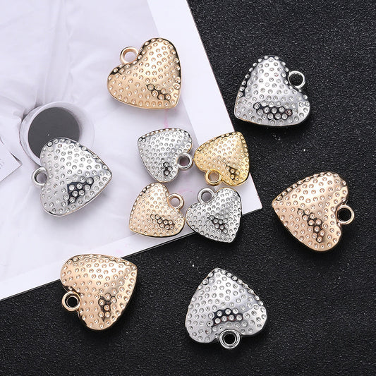 Polka Dot Striped Heart CCB Pendants