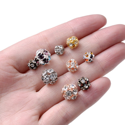 Mixed Color Alloy Rhinestone Round Spacer Beads