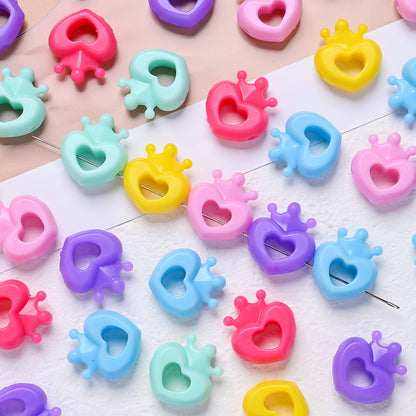 Mixed Color Crown Love Silicone Beads